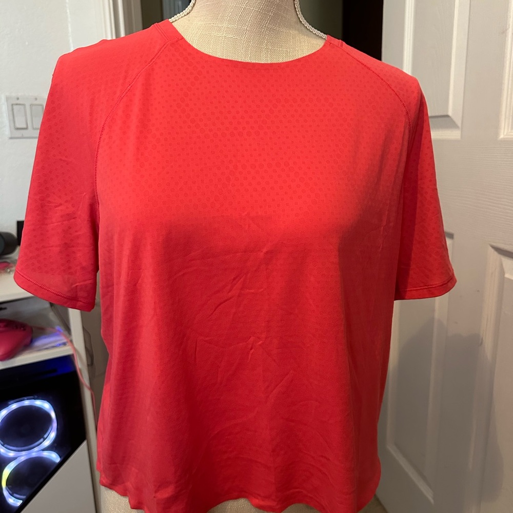 lululemon athletica Short Sleeve Tee in Bright Coral Red